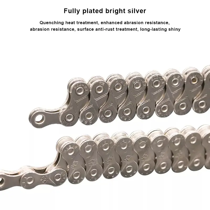RIDERACE Ultralight Silver Bicycle Chain - 116 Links, Multi-Speed