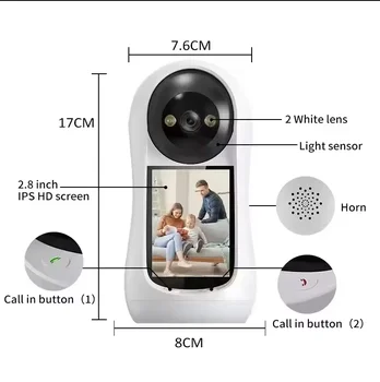 2.8 Inch Wifi Vedio Baby Monitor 3MP Surveillance IP Camera IPS Screen Sound Detection HD Smart Home PTZ Cam Security Protection 1