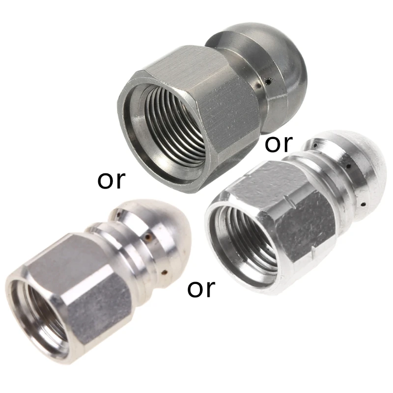 High Pressure Washer Stainless Steel Accessories G1 / 8 " G1 / 4 " G 3 8" Drain Sewer Cleaning Jetter Rotary Nozzle
