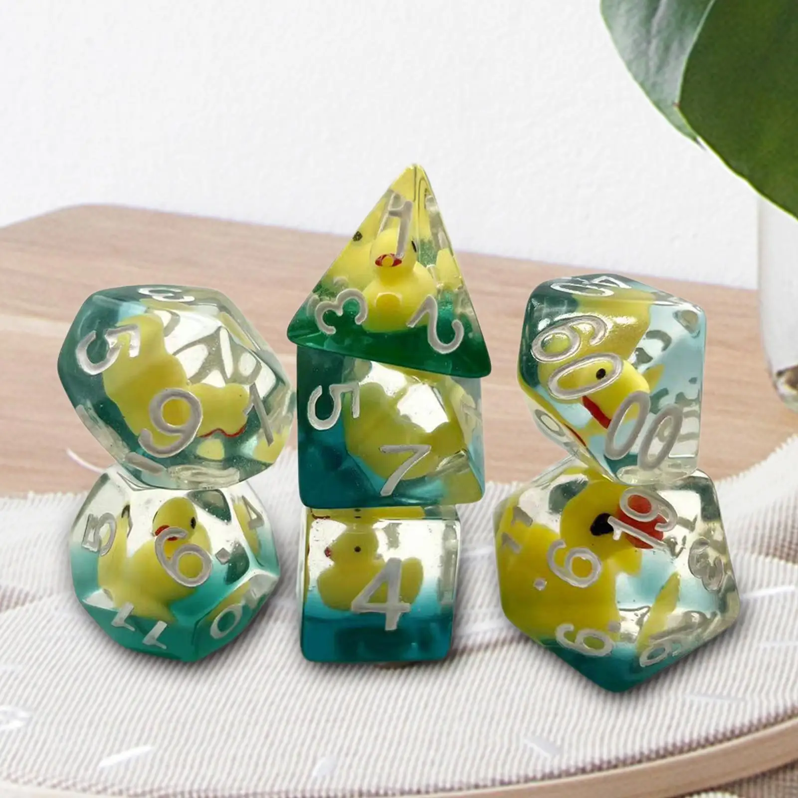 7x Multi Sided Polyhedral Dices Set Party Toys Filled with Ducks Animal D4-D20 Table Games Aesthetic Conscious Role Playing Bulk