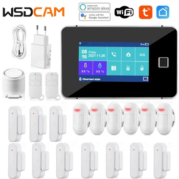 WSDCAM Tuya WiFi GSM Home Security Protection Smart Alarm System Burglar kit Motion Sensor Remote Control For Alexa Google 1