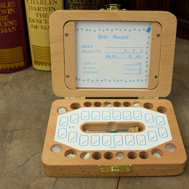 Baby Tooth Box Milk Teeth StorageUmbilical Organizer Collect English Language Baby Keepsake Save Gifts