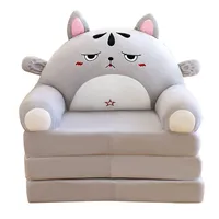 Plush Foldable Kids Sofa Backrest Armchair 2 In 1 Foldable Children Sofa Cute Cartoon Lazy Sofa Children Flip Open Sofa Bed For 3