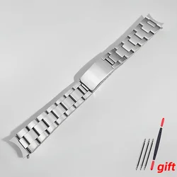 Silver Polished 19mm Hollow Curved End Oyster Style Watch Band Bracelet - Width 19mm (Matte Silver)