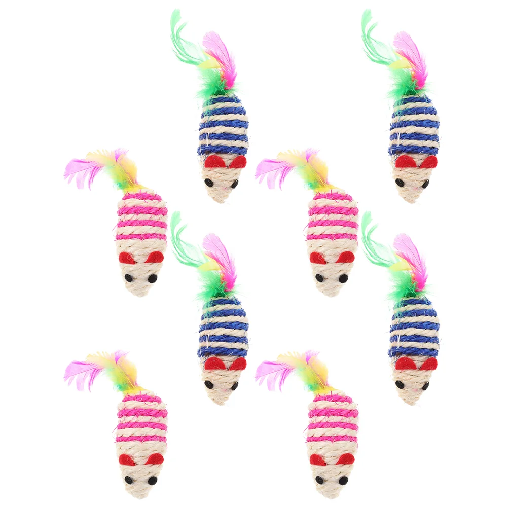 

8 Pcs Mouse Toys For Indoor Cats Kittens Pet Supplies Interactive Sisal Mice Cute