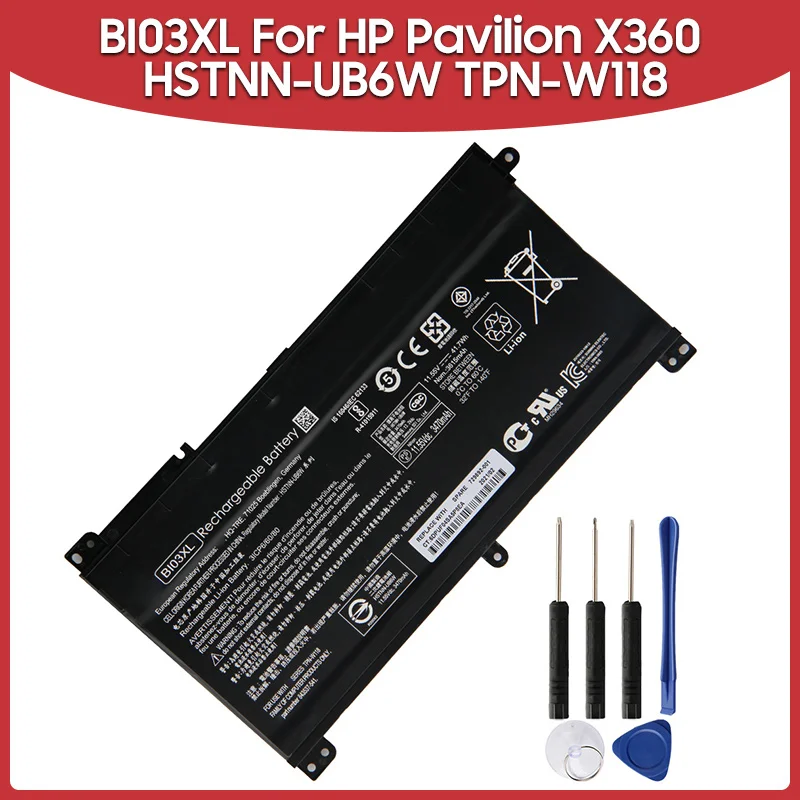 

Оригинальный сменный аккумулятор BI03XL 3470 мА · ч для HP Pavilion X360 HSTNN-UB6W TPN-W118 13-u142tu, Аккумуляторы для ноутбуков