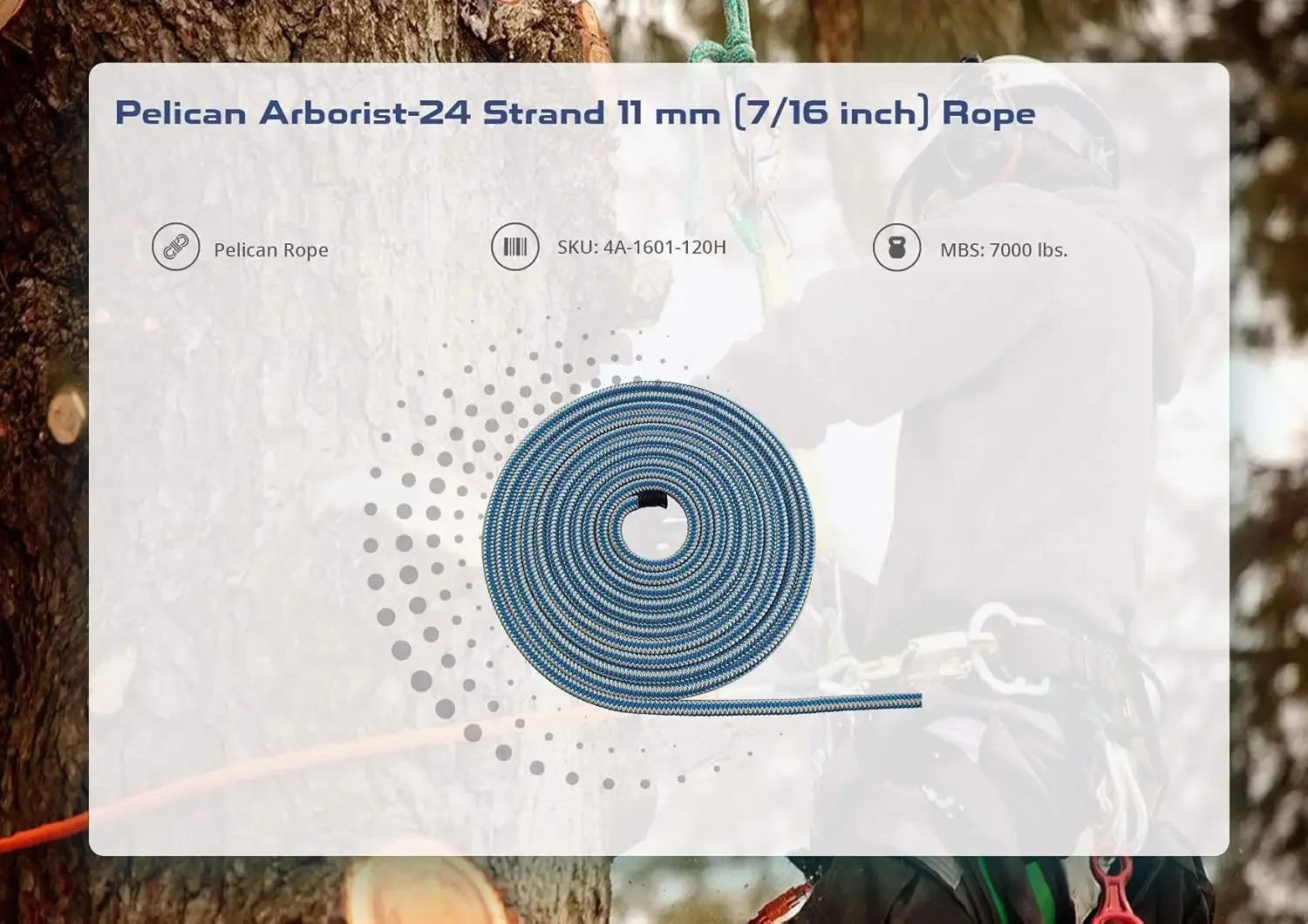 Arborist-16 Strand 12.7 mm (1/2 inch) Arborist-7000 lbs Breaking Strength-Static Climbing Rope Used for Arborists