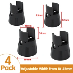 Adjustable Universal Furniture Risers with Non - Slip Grip (Rd.Black 4PK)