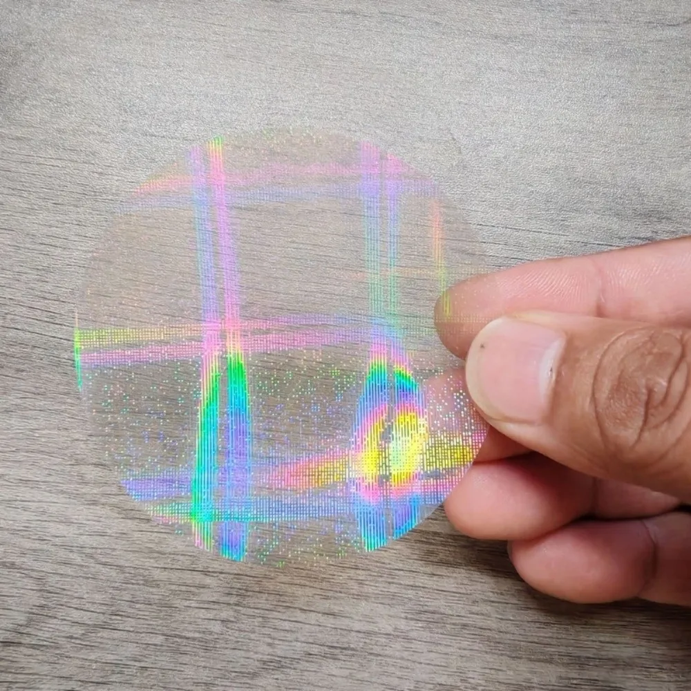 100Pcs Round Laser Film Badge Covers Star Pattern Multiple Styles Transparent Badge Film DIY Making PVC