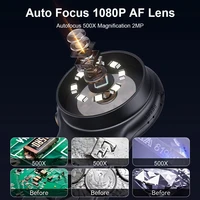Microscope numérique Autofocus 500X avec 8 LED, Microscopes vidéo pièces de monnaie 2MP, loupe pliable de 2 pouces pour la réparation électronique 3