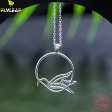 

925 Sterling Silver Flying Birds Goose Necklace For Women Matte Style Peace Dove Clavicle Necklace Femme Fine Jewelry