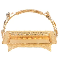 Coffee Serving Tray Elegant Vintage Style Golden Metal Decorative Serving Trays For Home Bar Cafe 1