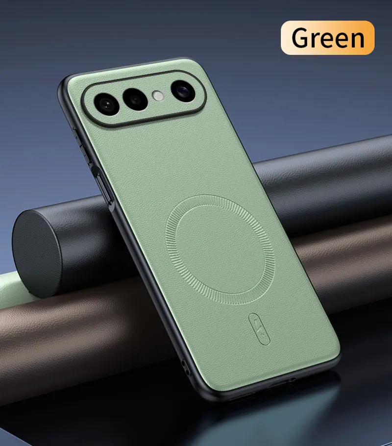 Camera Protection Leather Texture Case with Magnetic Wireless Charging - Slim and Stylish Design