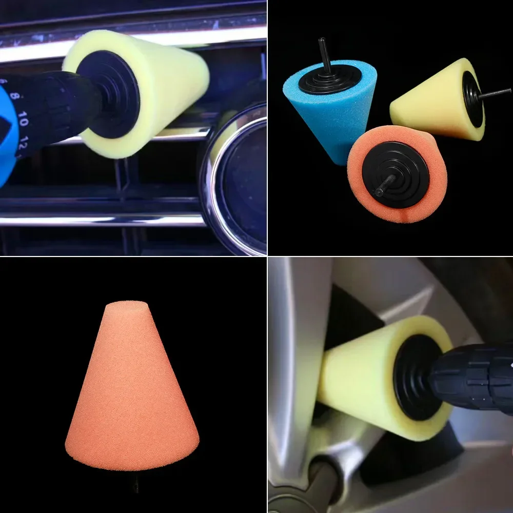 Auto Wheel Polishing Sponge Used for Electric Drill 3inch/ 4inch Burnishing Ball Polishing Cone Car Hub ing Sponge