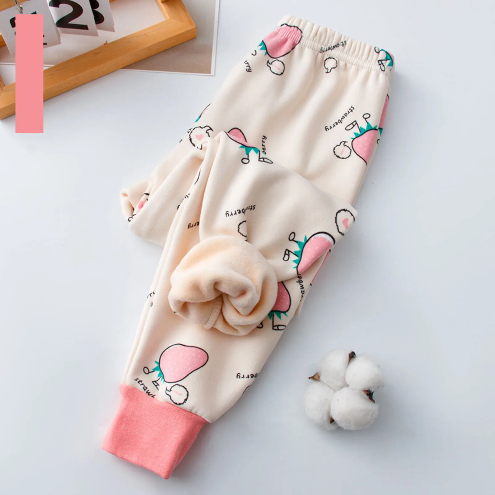 Children Autumn Winter Fleece Thickened Autumn Pants Baby Windproof Pantyhose Warm Boys Girls Cute Cartoon Single Pajama Pants