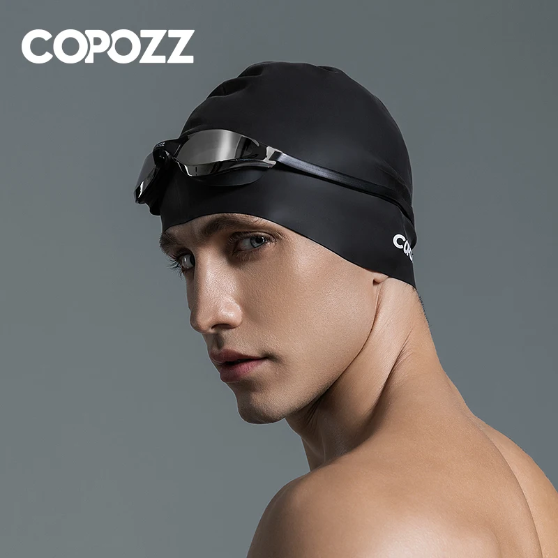 Copozz Men Elastic Swimming Hat Large Size Swimming Wear