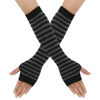 Warmer Knitted Long Fingerless Gloves Elbow Mittens Christmas Acces Gift Fashion Women Emo Gloves Lady Striped Elbow Gloves - Image 5