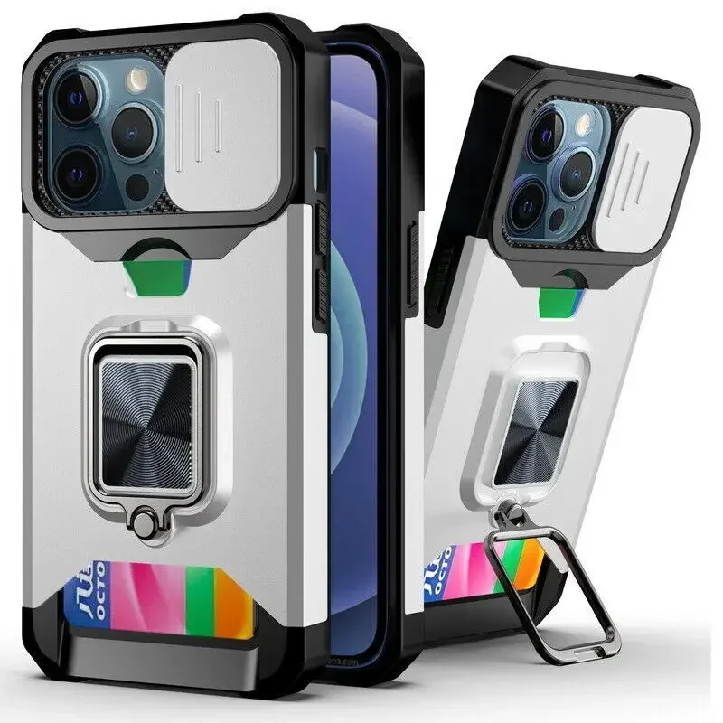 Enhanced Protective Kickstand Armor Case with Magnetic Ring Holder