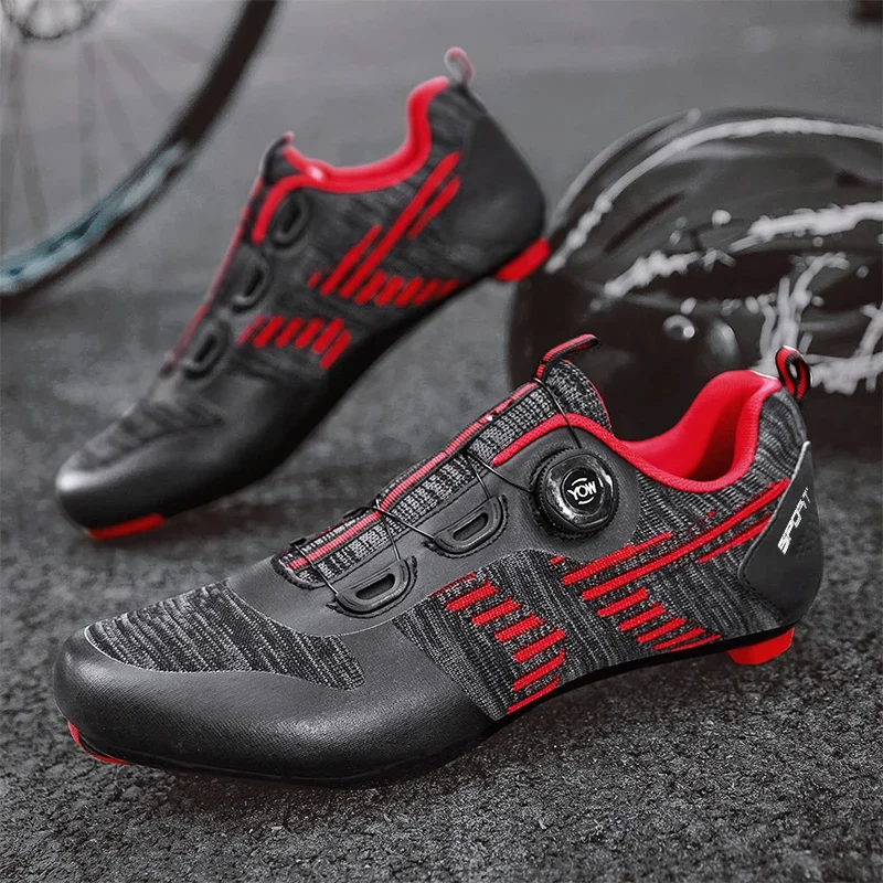 Men Cleat Shoes Breathable Lightweight Cycling Shoes Air Mesh Outdoor Racing Road Bike Shoes Self-Locking Pedal Bicycle Sneakers 3