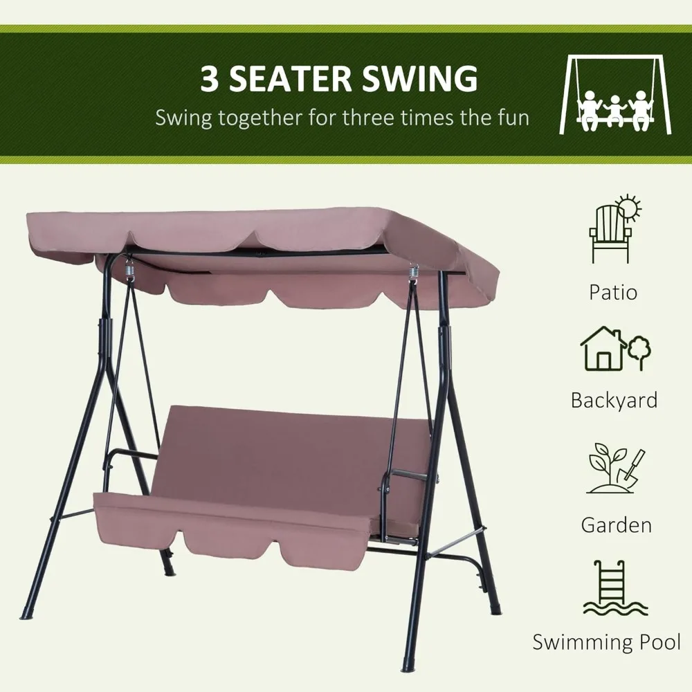 3 outdoor terrace swing chairs with removable cushions, steel frame brackets, and adjustable sloping roof, free of shipping 6