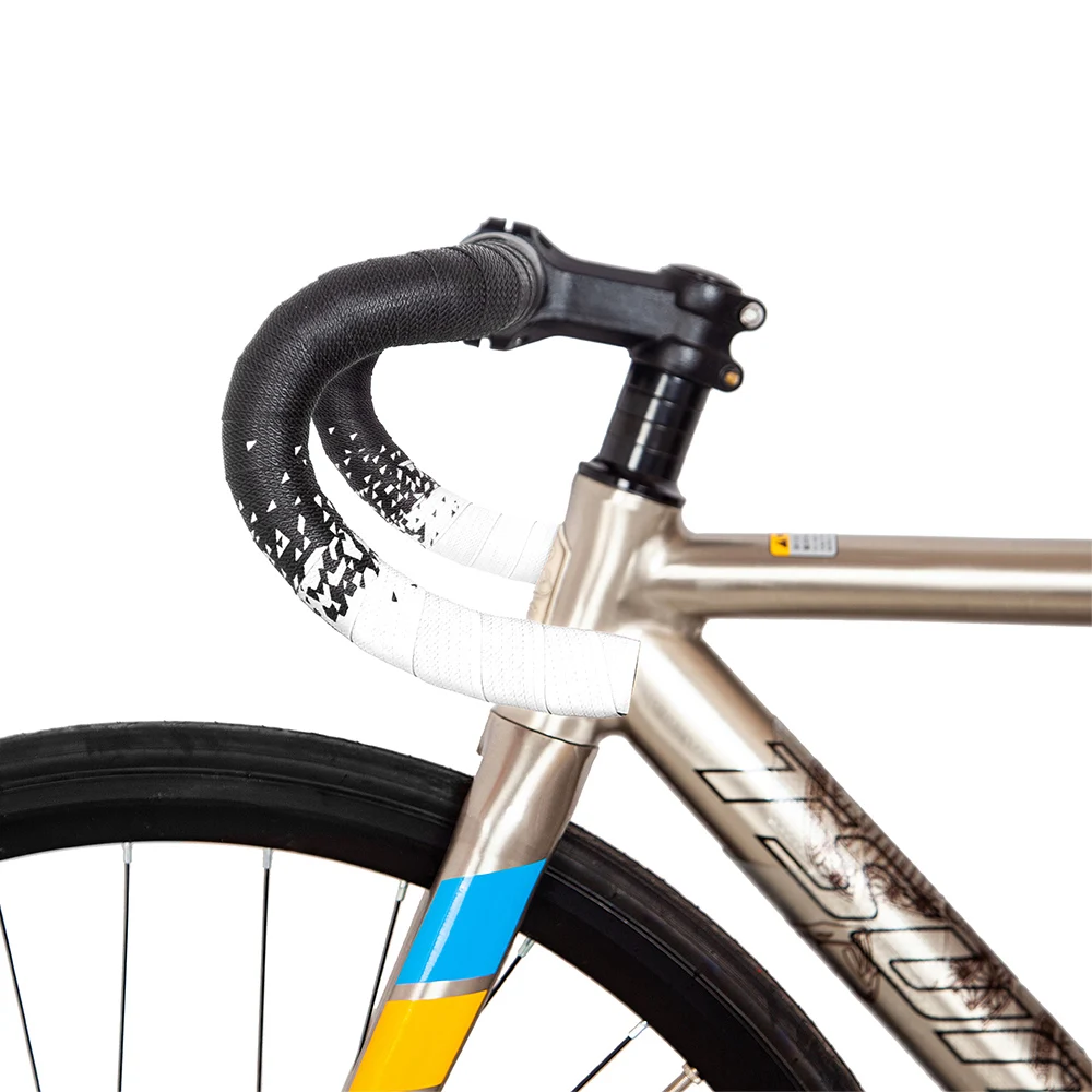 Road Bike Handlebar Tape Fiber Pattern Speed Bicycle Winding Handle Bandage Elastic EVA Soft Anti Slip Fixing Ring