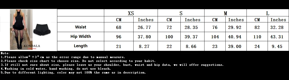 KONDALA Sexy Chic Schwarz Pelz Patchwork Shorts Frauen Mode 2026 Party Abend Club Breite Bein Shorts Elegante Y2K Mädchen neue Jahr – Detail 1