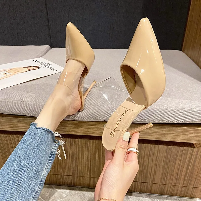 Pointed Toe High Heels Muller Slippers Women Summer Shoes Woman Fashion Metal Decoration Shallow Party Female Shoes 4