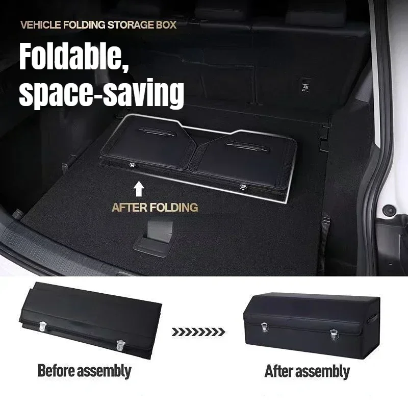 Car Cargo Organizer Trunk Storage Organizer Car Accessories Waterproof Leather Container Folding Cargo Storage Box For SUV Sedan