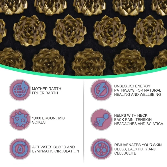 Acupressure Mat and Pillow Set Massage Cushion For Fitness Exercise Yoga Pilates Foot Back Body Relaxtion Spike Mat Set with Bag 3