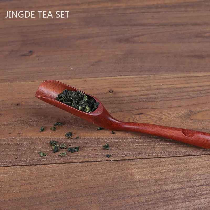 1pc Exquisite Bamboo Wooden Scoops Black Sandalwood Flower Pear Chicken Wing Tea Spoon Customized Chinese Tea Accessories