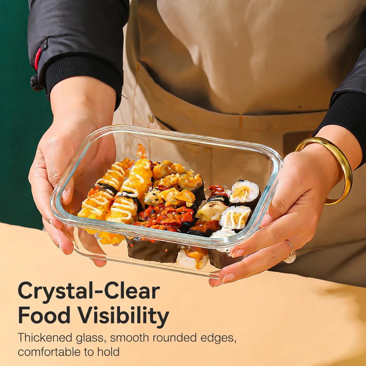 Microwave-Safe Divided Glass Meal Prep Containers - Bento Lunch Box with High Borosilicate Storage Bowls, Assorted Colors