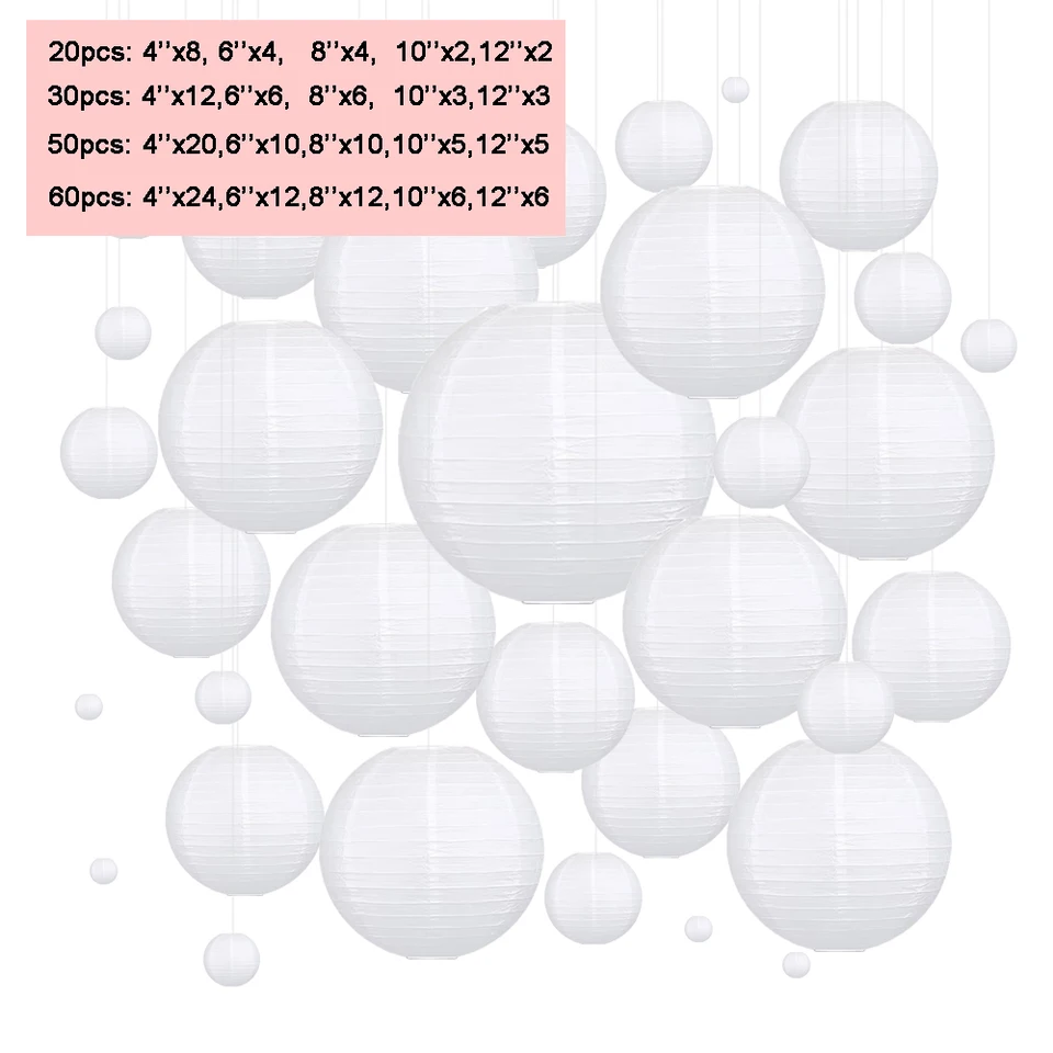 30 Pcs Paper Lantern & Pom Pom Set - Yellow White Gray Hanging Decor For Parties & Weddings