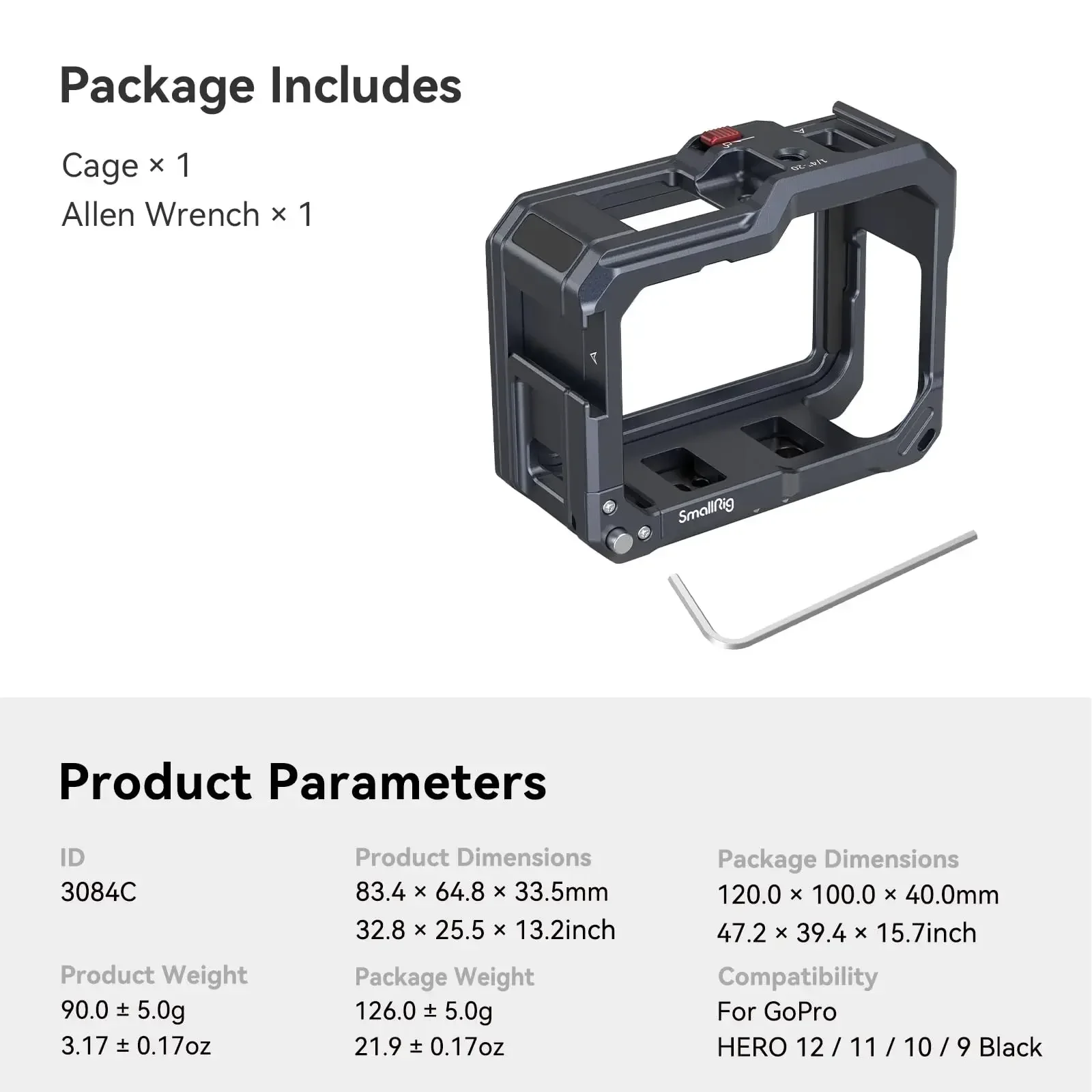 SmallRig Action Camera Full Protection Cage for Hero 13 /Hero12/Hero11/Hero 10/H
