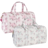 2024 Fashion Nylon Waterproof Flower Bow Printed Ladies Travel Duffle Bag Shoulder Bag Travel Gym Duffle Handbags