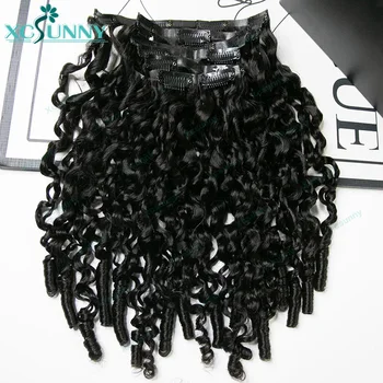 Water Curly Seamless Clip Ins Human Hair Burmese PU Clip In Human Hair Extensions Curly Wave For Black Women 240g Full Head 1