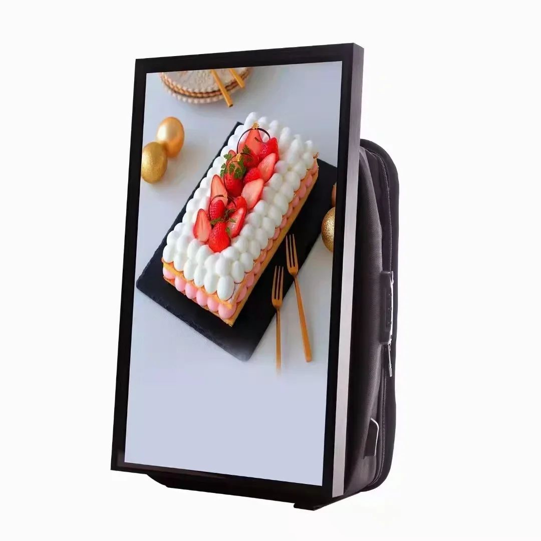 27' Portable Backpack Billboard LCD Display Screen High Brightness Outdoor Advertising Player Large Storage