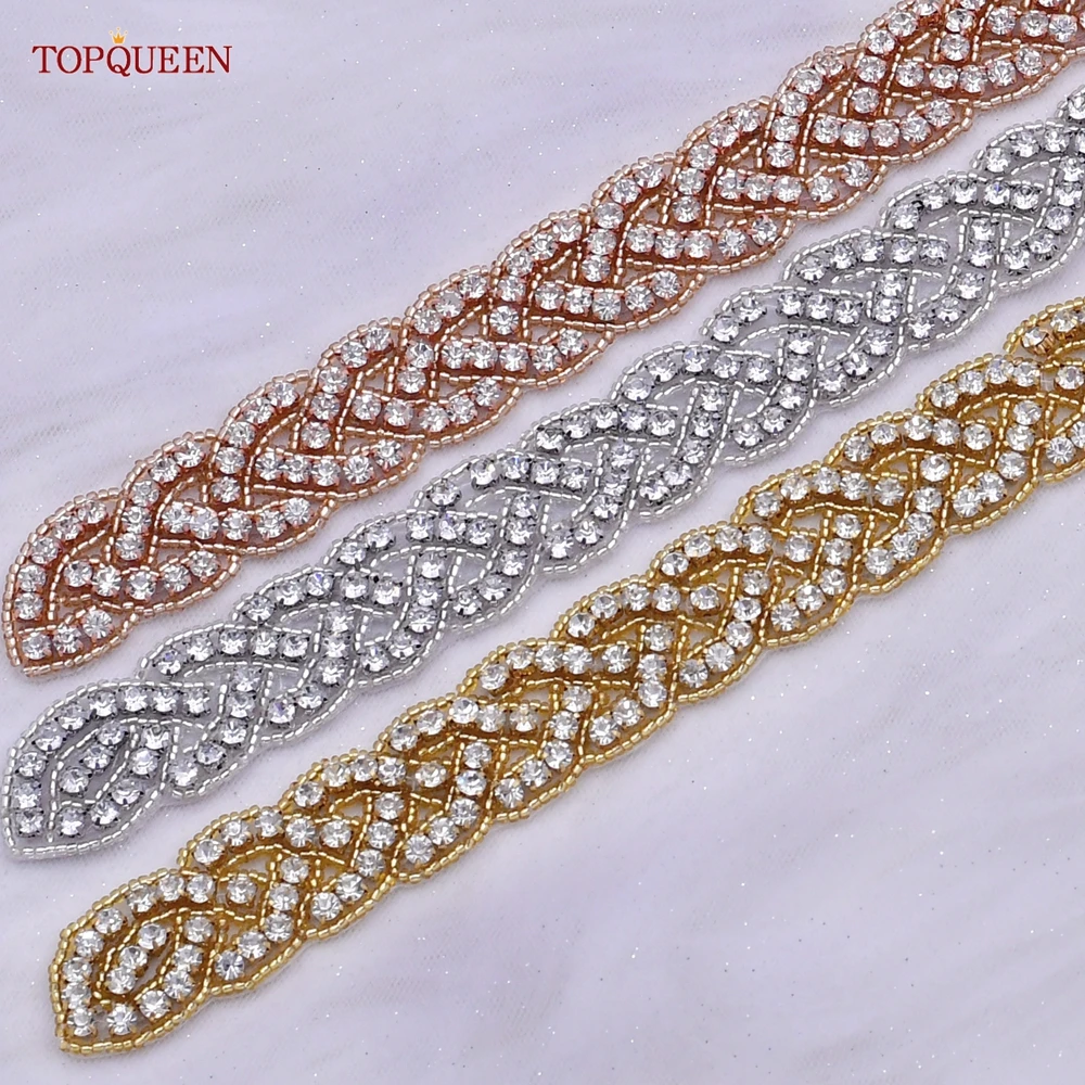 Bridal Waistband Wedding Belt Sash Bridal Rose Gold Rhinestone Applique