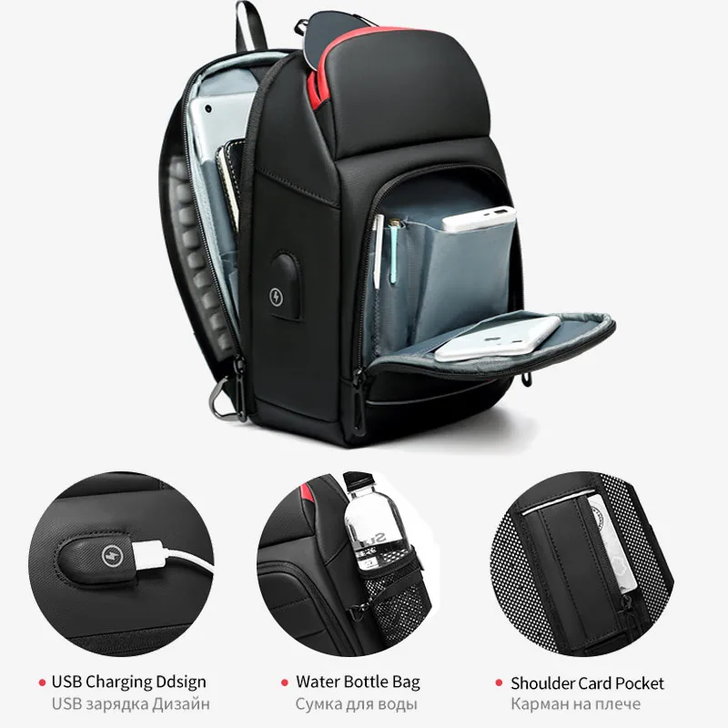 Men's Shoulder Bag Multifunction Anti-theft Waterproof Male Crossbody Bag Messenger Casual Sling Chest Pack With USB Port Bolsas