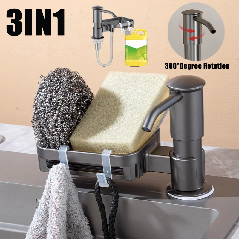 Kitchen Sink Soap Dispenser Extension Tube Detergent Pusher Hand Push Organizer Stand
