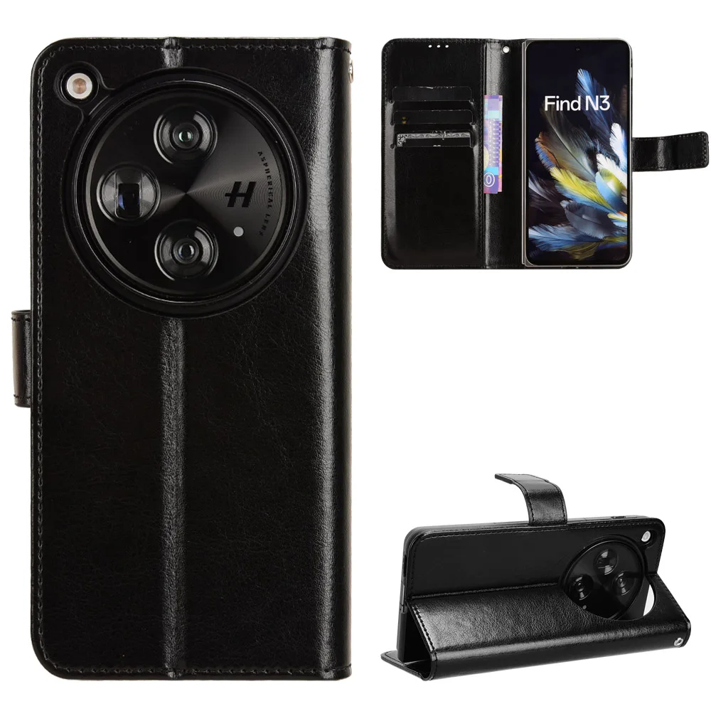 Per Oppo Find N3 Custodia In Pelle Di Lusso Flip Wallet Custodia Per Telefono Per Oppo Find N3 Stand Function Card Holder Cover Magnetica