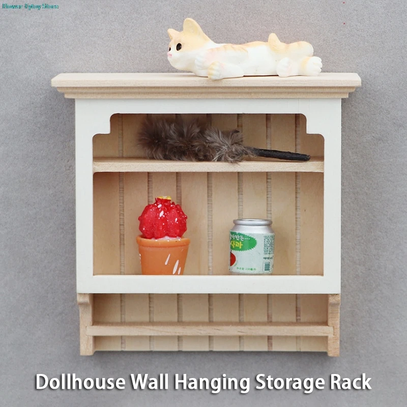 

1:12 миниатюрный деревянный настенный стеллаж для кукольного домика, подвесная витрина, кухонная полка для приправ, модель мебели, декоративная игрушка