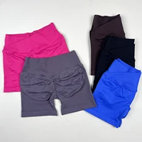 VISION Shorts  Womens V-shape Ribbed Waistband Seamless Workout Low Band Scrunch Butt Yoga Booty Fitness Sports Crossover Gym