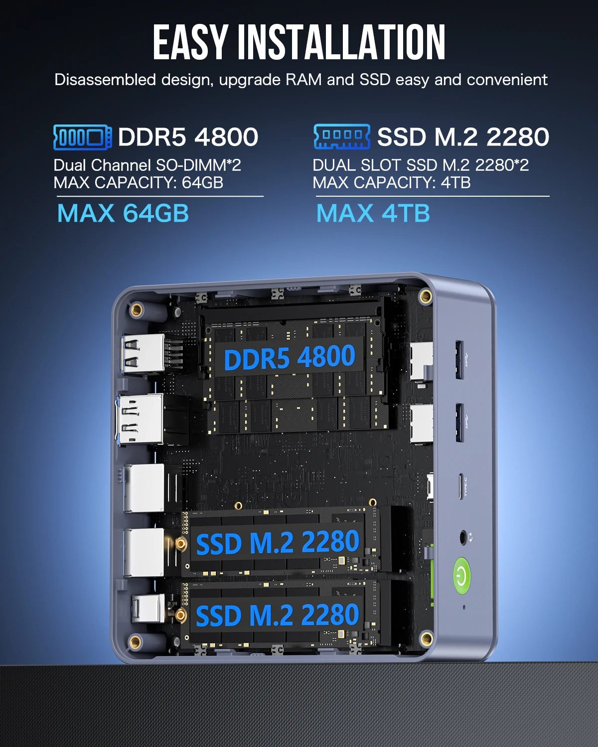 Gmktec-Mini Gaming pc,k7,intel i5-13500H, Windows 11 RAM