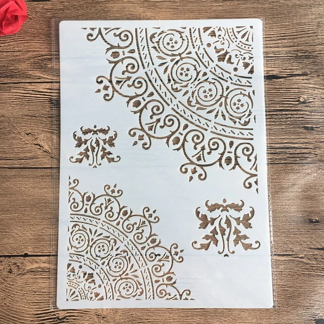 A4 29 * 21cm  DIY Stencils Wall Painting Scrapbook Coloring Embossing Album Decorative Paper Card Template,wall. mandala skull 6021