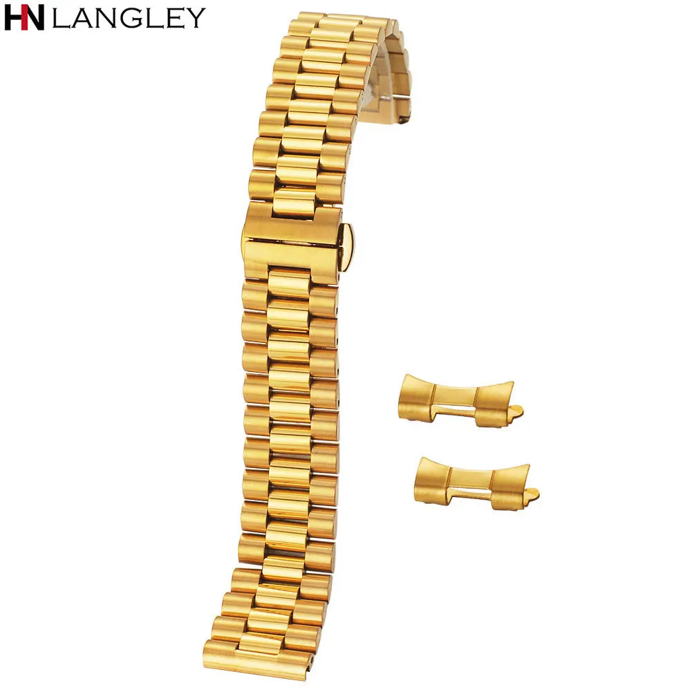 Watch Band Strap 10/12/13/14/16/17/18/19/20/21/22mm Stainless Steel Watchband Bracelet Arc Interface for Rolex Universal Strap