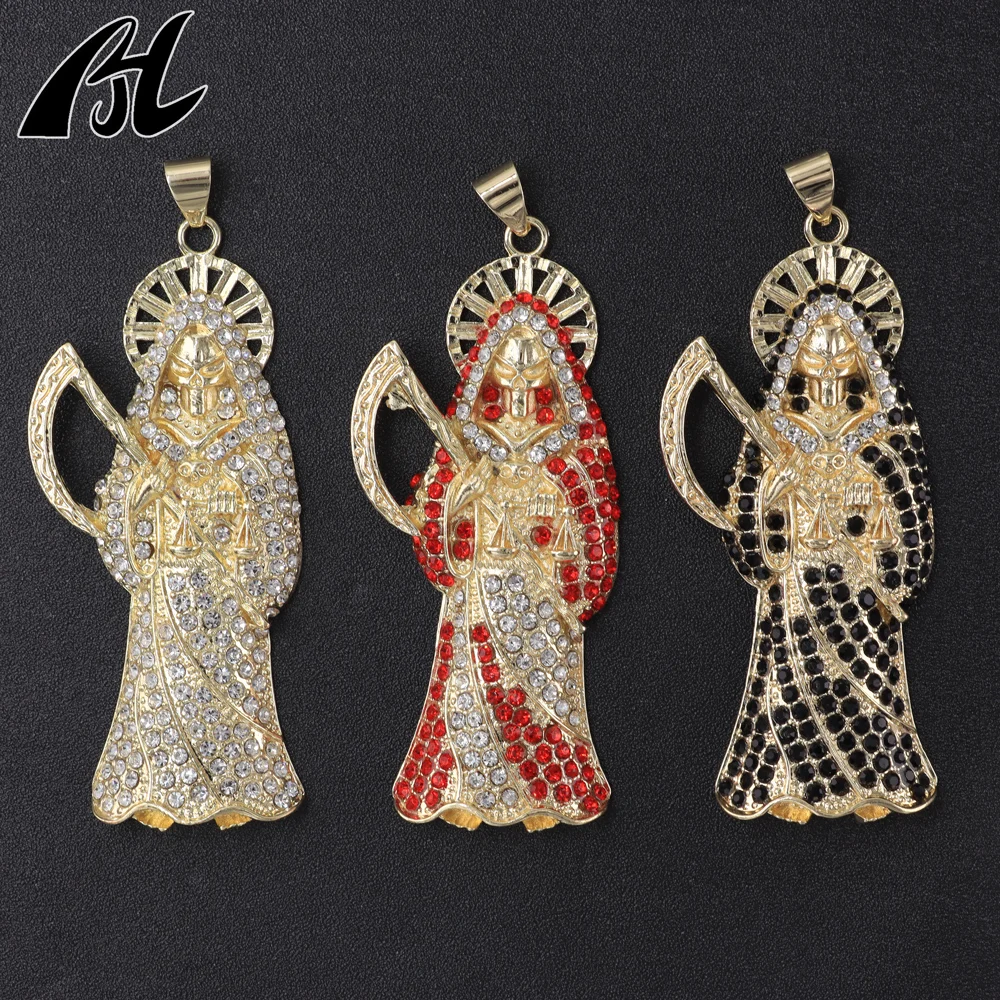 

Hiphop Jewelry Custom Grim Reaper 18k Gold Men Religion God Pendant Iced Out Diamond Chain Necklace
