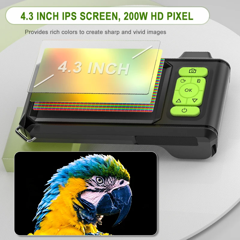 4.3 Inch IPS Screen Industrial Endoscope Camera HD1080P Car Inspection Borescope Waterproof Rigid Autofocus Camera 1920P 2600mAh 4