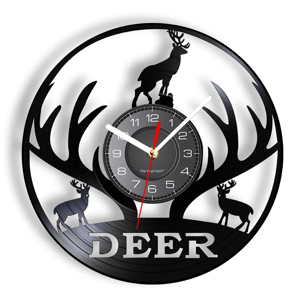 Woodland Deer Wall Clock Hunter Clock Deer Head Deer Antlers Hunting