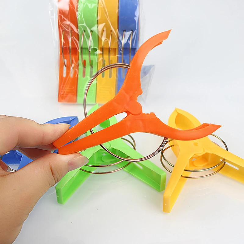 4/8pcs Large Bright Colour Clothes Clip Plastic Beach Towel Pegs Clothespin Clips Sunbed Home Wardrobe Storage
