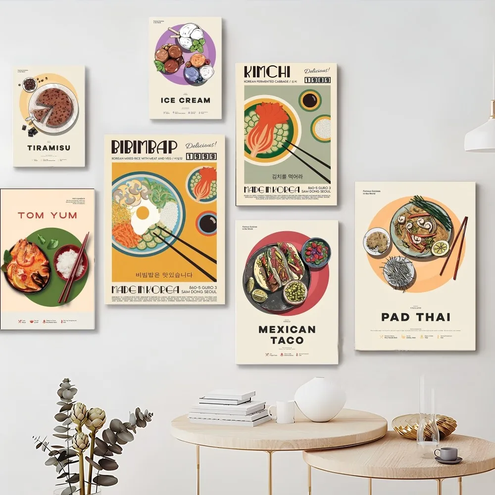 

World Cuisine Poster Movie Sticky Posters Retro Kraft Paper Sticker DIY Room Bar Cafe Aesthetic Art Wall Painting